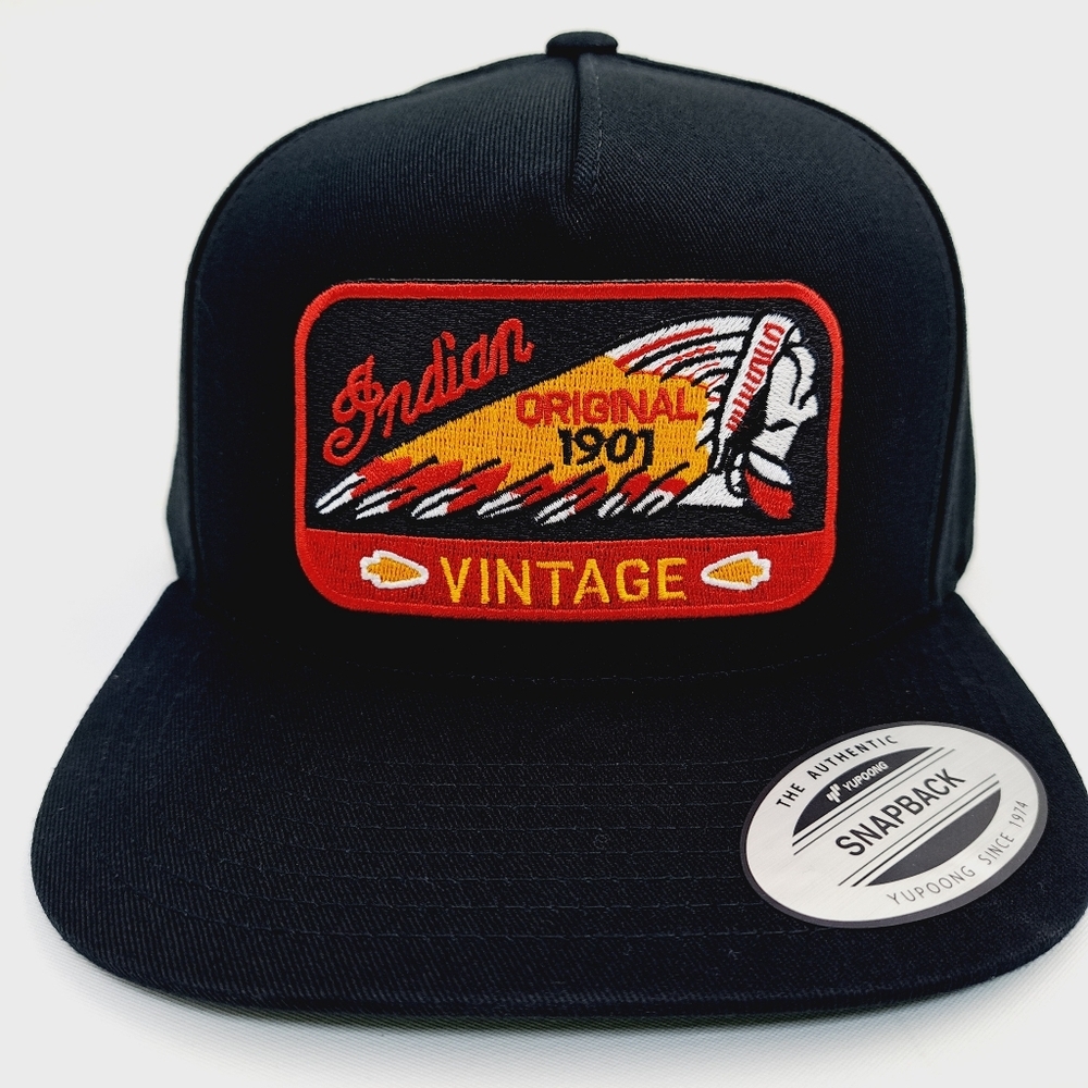 Indian Motorcycle Embroidered Patch Mesh Flat Bill Snapback Solid